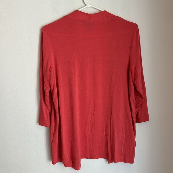 J. Jill Women Lightweight Open 3/4 layering top coral orange peach size small - Picture 6 of 6